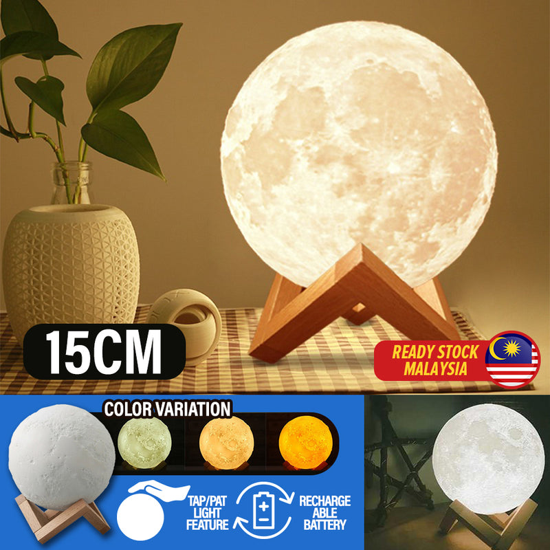 idrop 3D Moon Light LED Nightlight rechargeable and Touch Tap Feature [ 15cm ]