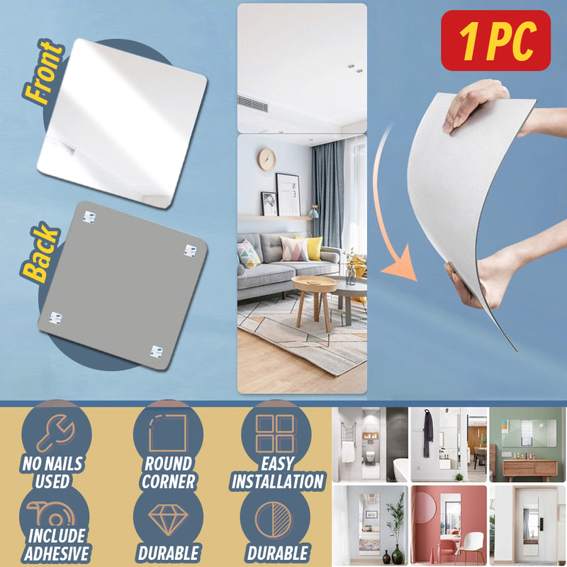 idrop [ 1PC ] Flexible Plastic Plexiglass Soft Mirror / Cermin Lembut Plastik / 高清亚克力软镜子2毫米厚(尺寸20*20CM)