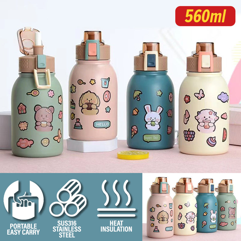 idrop [ 560ml ] Cute Drinking Bottle Portable Insulation SUS316 Stainless Steel Flask / Botol Minuman Insulasi Haba Comel Mudah Alih / 560ML不锈钢大肚保温杯(水壶)(316)