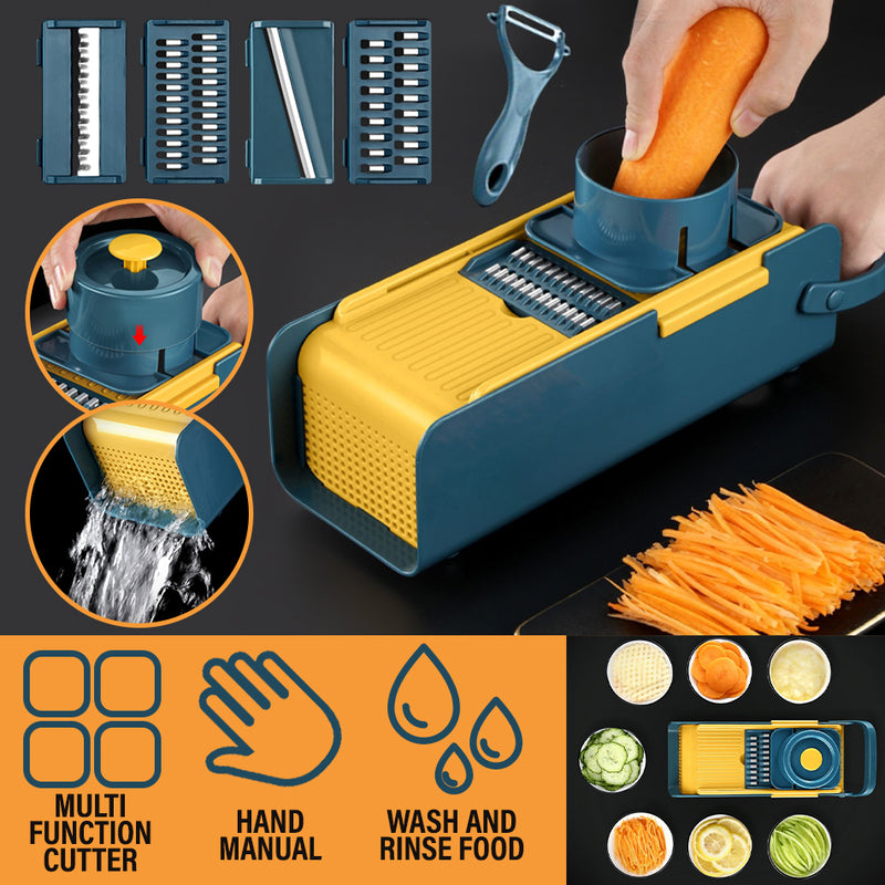 idrop Multifunctional Kitchen Vegetable Chopper Slicer & Shredder / Alat Penghiris & Pemotong Sayur Pelbagai Guna / 件套手推切菜器