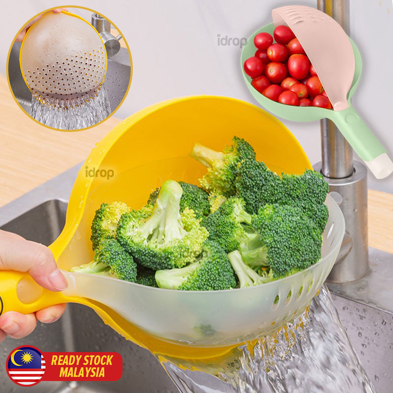 idrop Fruit Vegetable Wash Cleaning Drainage Basket / Bekas Penapis Dan Pencuci Sayur & Buah / 创意沥水勺