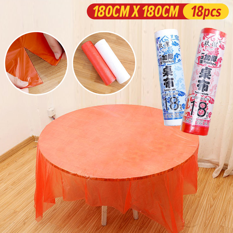 idrop [ 180CM x 180CM ] 18PCS Disposable Thickened Plastic Tablecloth Roll / Plastik Alas Meja Pakai Buang / 180*180CM一次性加厚塑料桌布(18张)(玖 洁JIUJIE)