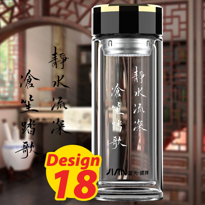 idrop [ 360ml ] Double Layer Thickness Heat Insulation Herbal Tea Drinking Flask with Filter [ Various Design / Custom Design ]