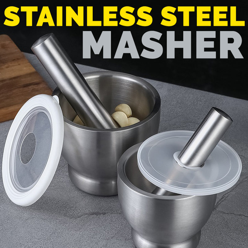 idrop 304 Stainless Steel Kitchen Food Ingredient Mortar Masher Bowl