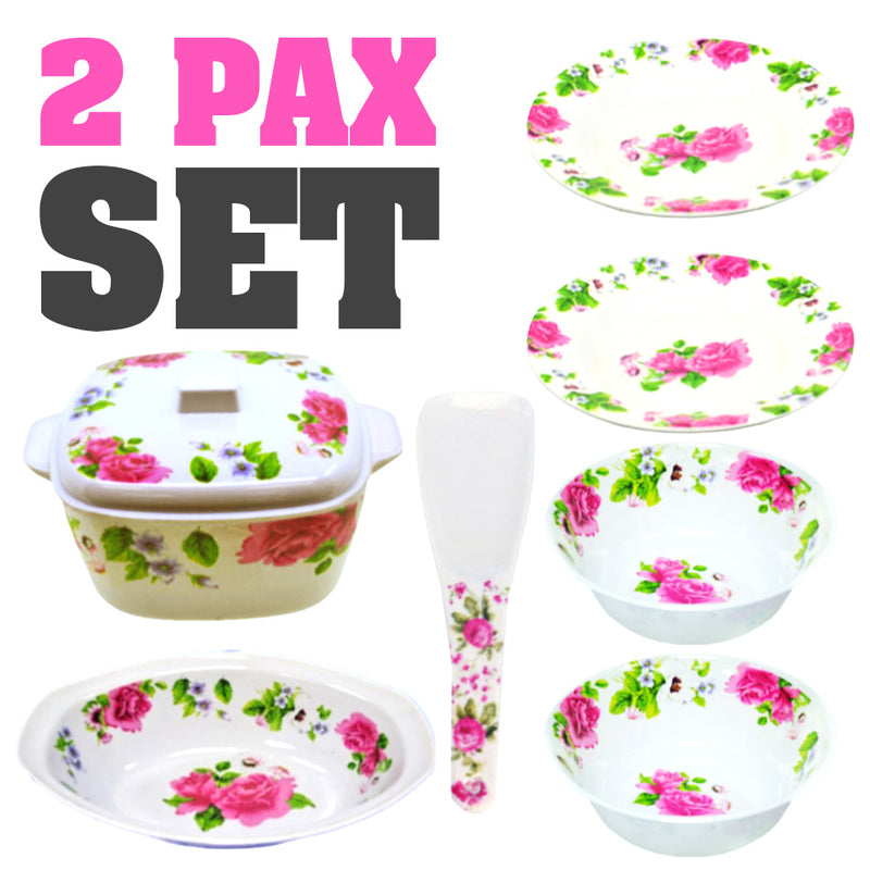 idrop Pink Rose Pattern Kitchen Dining Tableware Set 3 [ 7 Pcs / 14 Pcs ]