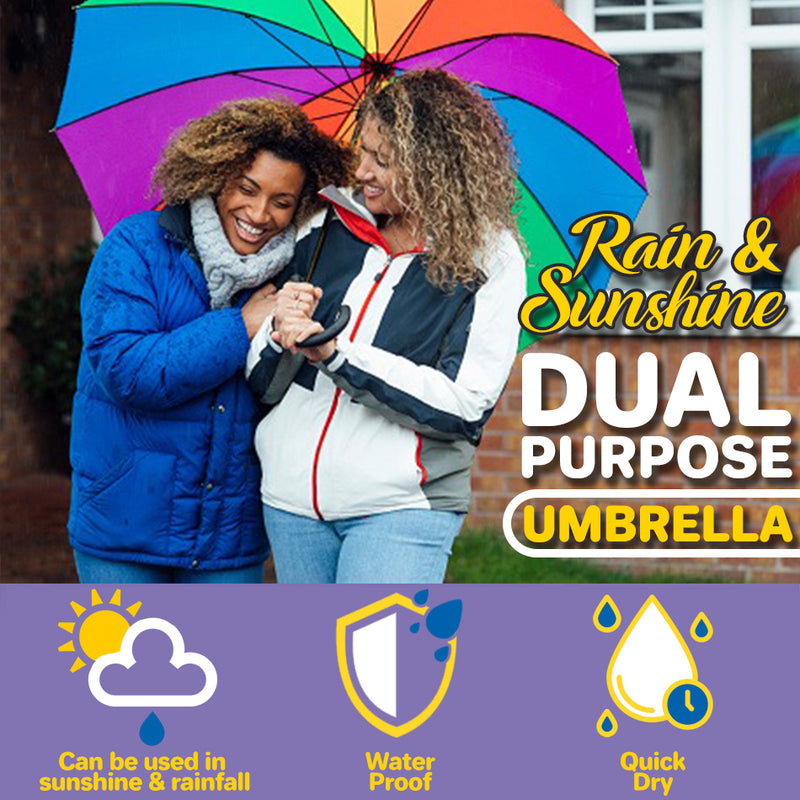 idrop idrop [ 75CM ] Rainbow Umbrella / Payung Hujan Pelangi / 75CM 16K彩虹伞(七彩胶伞)(黑柄黑支架)