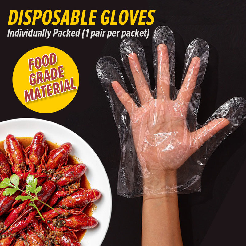 idrop Disposable PE Gloves For Eating  [ 1pc / 50pcs / 100pcs / 200pcs ] / Sarung Tangan Plastik Pakai Buang / 加厚装一次性手套