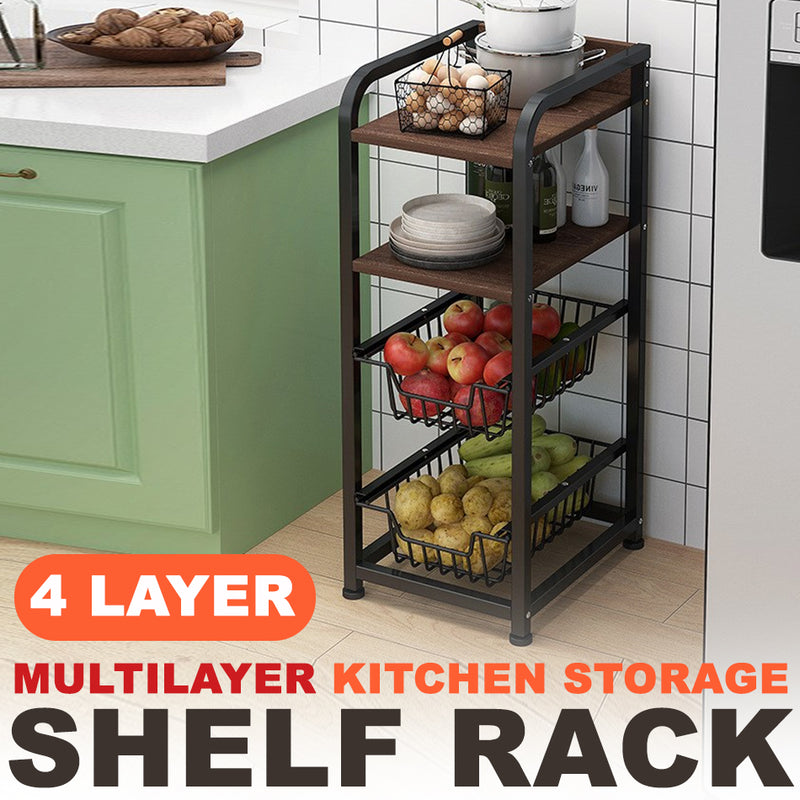 idrop 4 LAYER Multilayer Kitchen Storage Rack Shelf Drawer Basket