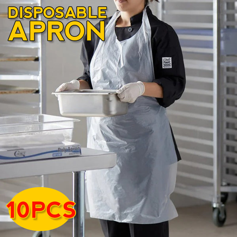 idrop [ 10pcs ] Disposable Plastic Apron / Apron Plastik Pakai Buang / 一次性围裙(长 )(10片)