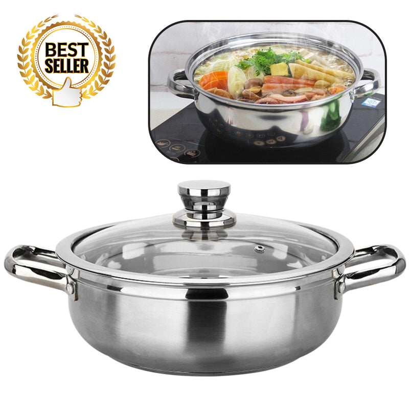 idrop 32CM Kitchen Cooking Hot Pot with Glass Lid