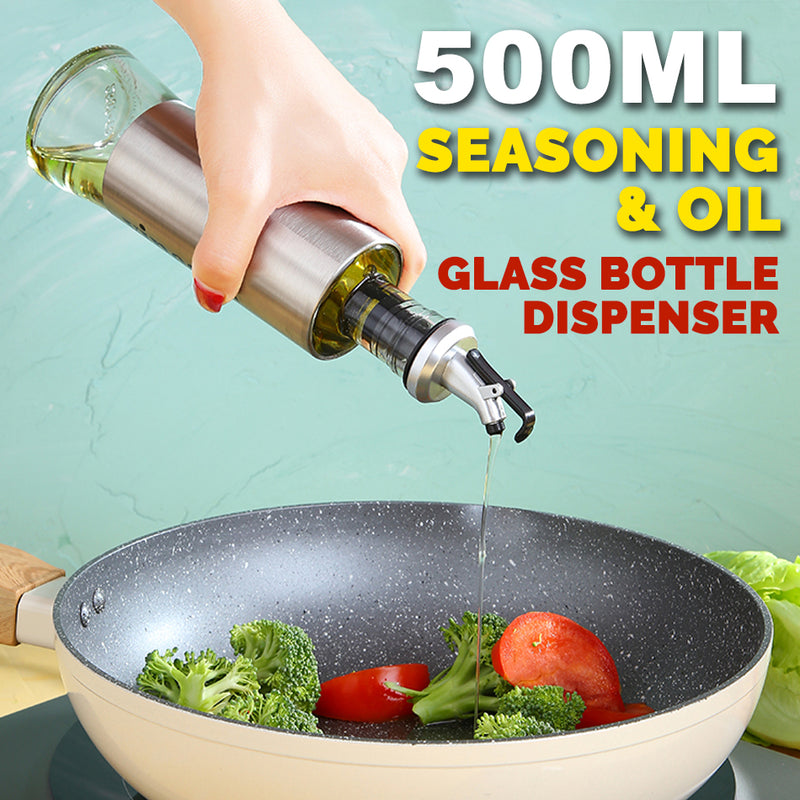 idrop 500ml Kitchen Seasoning & Oil Glass Bottle Dispenser