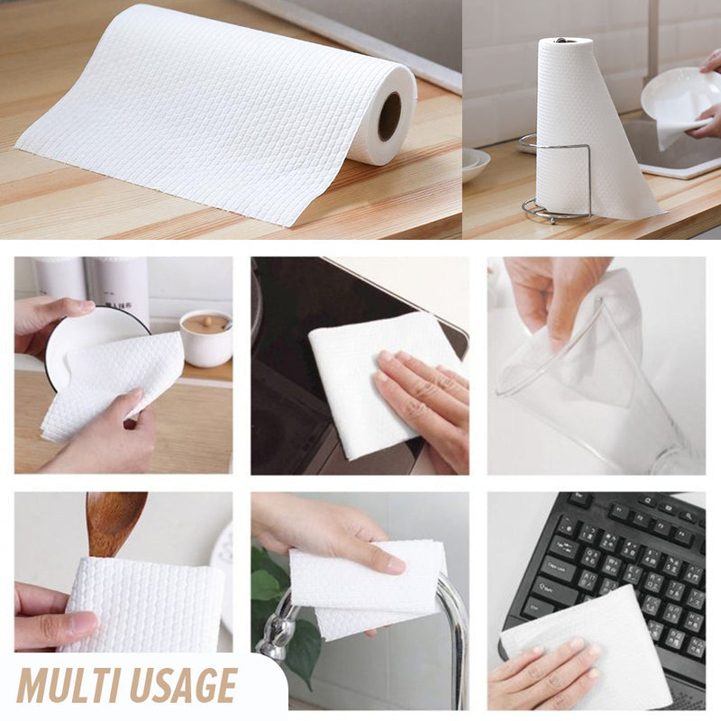 idrop [ 3 Rolls / 50 Sheets Per Roll ] Natural Fiber All Purpose Multi Wipes Tissue / Tisu Pembersih Serbaguna Pelbagai Guna / 天然纤维多用途多湿巾纸巾