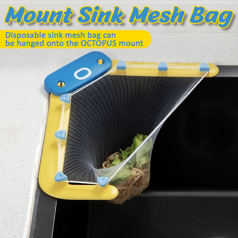 idrop OCTOPUS Foldable Sink Drain Waste Mesh Bag Rack Mount / Penyangkut Beg Jaring Pembuangan Sampah Sinki / 章鱼水槽残渣过滤器(不带袋)