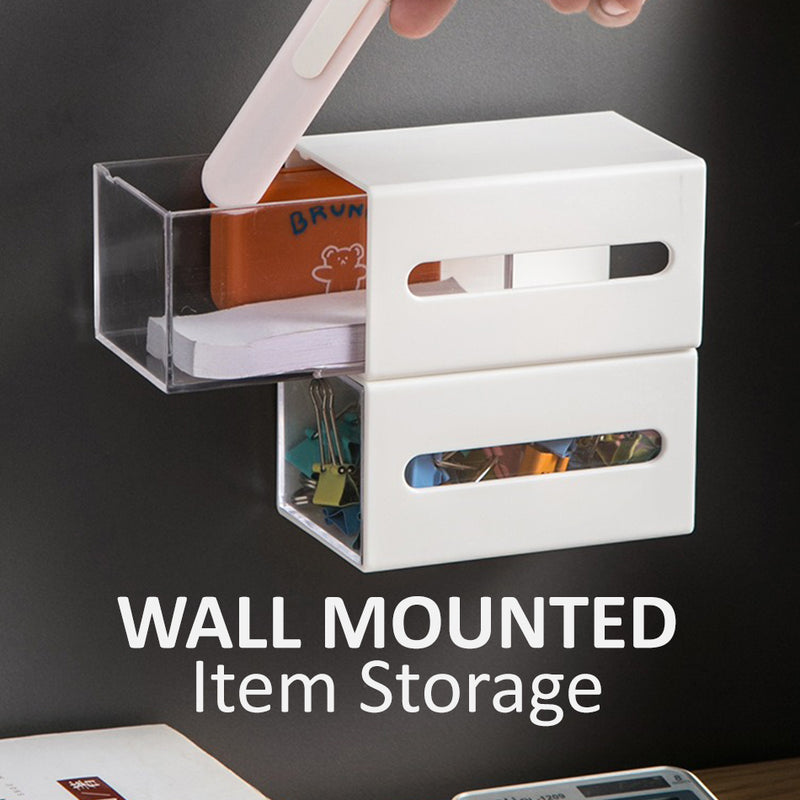 idrop Wall Mounted Storage Organizer Box / Kotak Penyimpanan Barang Dinding / (强力胶)壁挂抽屉式收纳盒(壁挂双向小物收纳盒)