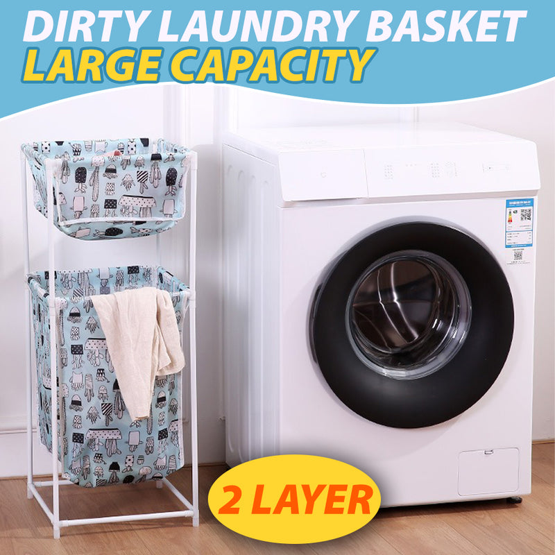 idrop [ 2 LAYER ] Large Capacity Dirty Laundry Cloth Basket / Rak Bakul Kain Baju Kotor Dua Tingkat / [ 2 层 ] 大容量脏衣篮