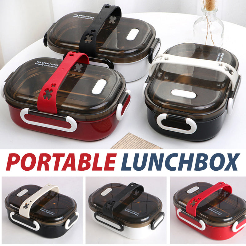 idrop [ 1 LAYER(800ml) / 2 LAYER(1200ml) ] Portable Lunch Box with Stainless Steel Multi Compartment Food Eating Tray