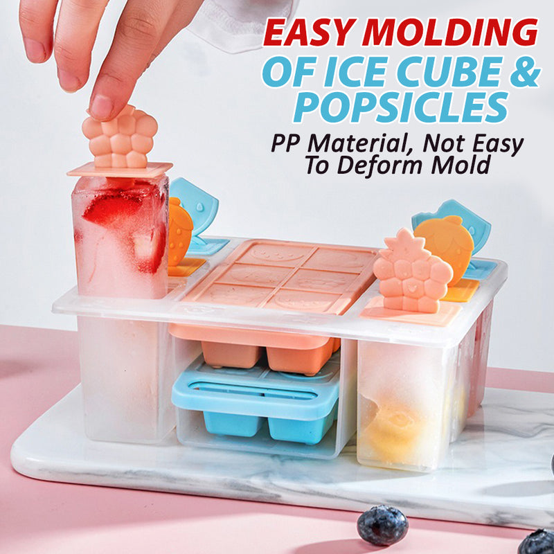 idrop Multifunctional Ice Creaam Popsicle & Ice Cube Mold Tray / Acuan Kiub Ais dan Aiskrim Pelbagai Guna / 消消乐多功能冰模+冰格