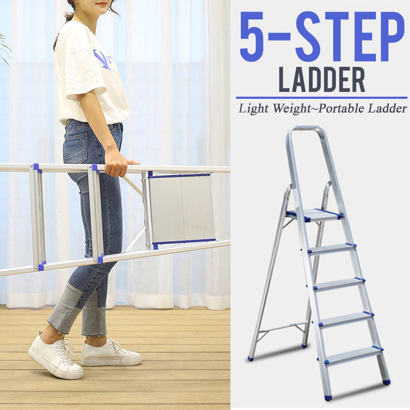 idrop 5 Step Folding Portable Household Lightweight Climbing Aluminium Ladder