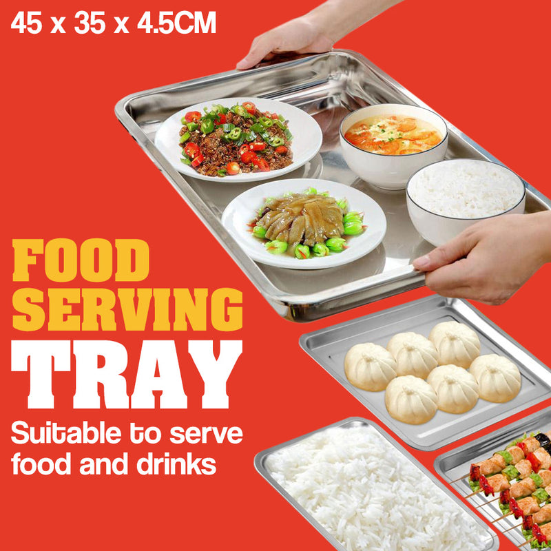 idrop Flat Bottom Rectangular Food Serving Tray [ 45 x 35 x 4.5cm ]