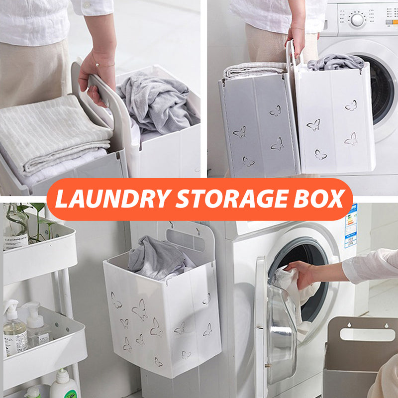 idrop Foldable Dirty Laundry Basket Box / Kotak Baju Kotor Boleh Dilipat / 可折叠脏衣篮壁挂式浴室