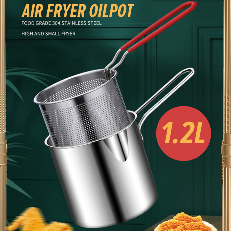 idrop [ 1200ml ] Stainless Steel 304 Deep Fryer Oil Pot / Bekas Cawan Minyak Masak / 1200ML不锈钢节能小炸锅(304)