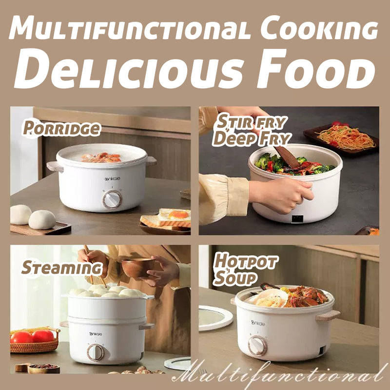 idrop [ 1.5L ] Multifunction Electric Cooking Hotpot & Steamer Cooker / Periuk Masak Elektrik Pelbagai Guna Hot pot & Stim / 1.5L电煮锅带蒸笼 600W