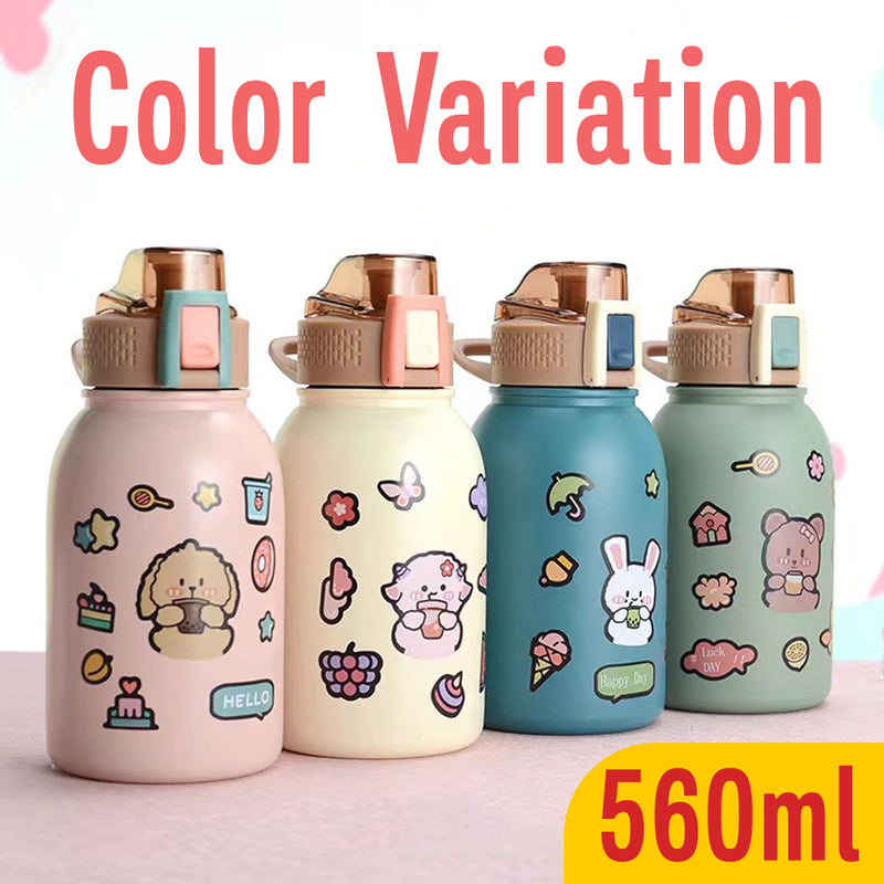 idrop [ 560ml ] Cute Drinking Bottle Portable Insulation SUS316 Stainless Steel Flask / Botol Minuman Insulasi Haba Comel Mudah Alih / 560ML不锈钢大肚保温杯(水壶)(316)