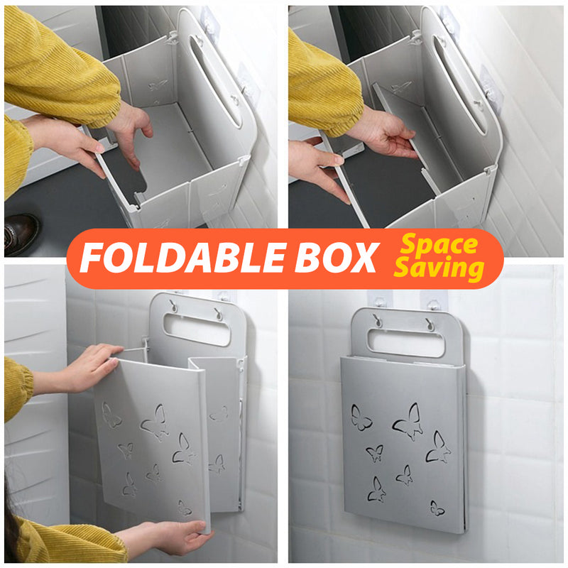 idrop Foldable Dirty Laundry Basket Box / Kotak Baju Kotor Boleh Dilipat / 可折叠脏衣篮壁挂式浴室