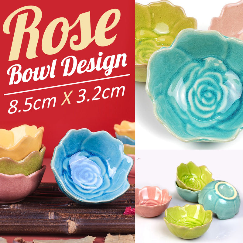 idrop Small Ceramic Rose Flower Bowl / Mangkuk Seramik Rekaan Bunga Mawar / 陶瓷碟 3.25^陶瓷冰裂釉小碗(玫瑰花款 )8.5CM