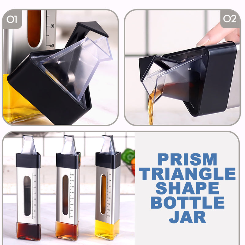 idrop 260ml Prism Stainless Steel & Glass Oil Seasoning Sauce Dispenser Bottle