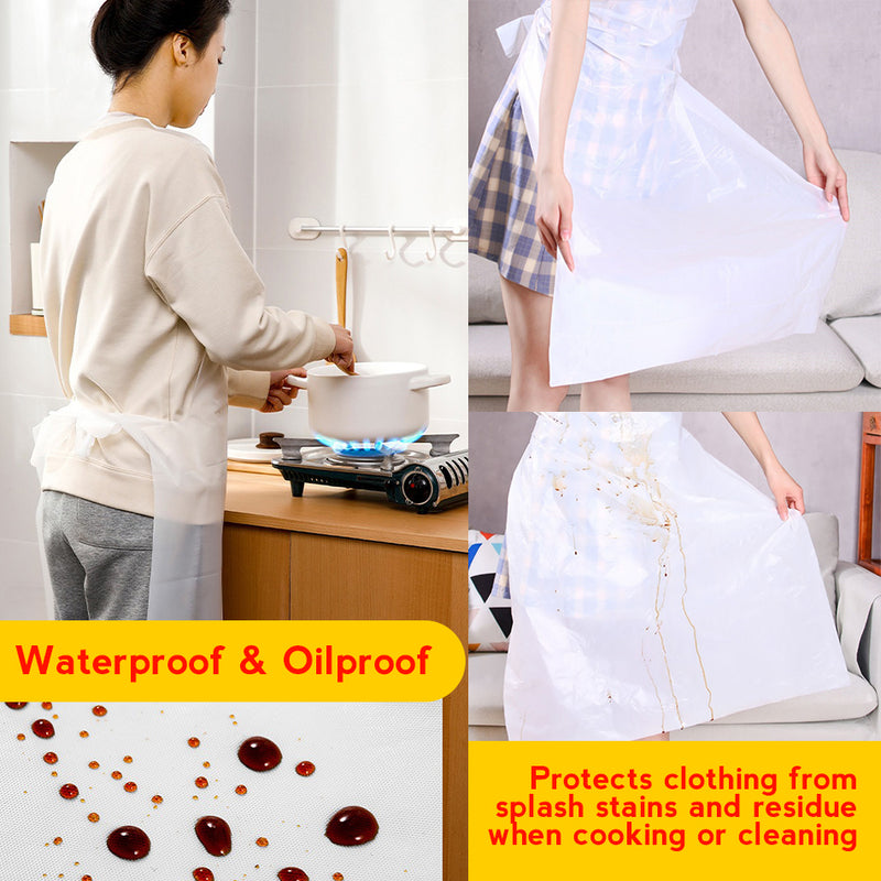 idrop [ 10pcs ] Disposable Plastic Apron / Apron Plastik Pakai Buang / 一次性围裙(长 )(10片)