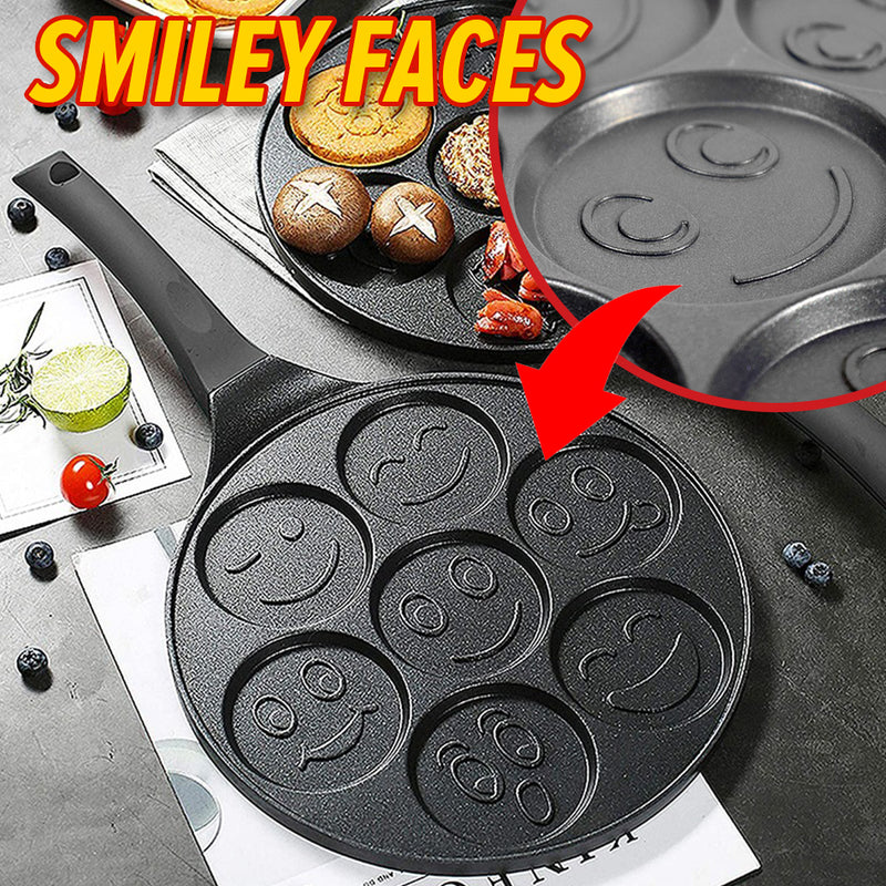 idrop [ 7 IN 1 ] Omelette & Pancake Waffle Smiley Nonstick Cooking Frying Baking Pan / Kuali Masak Telur dan Penkek / 7孔表情煎锅