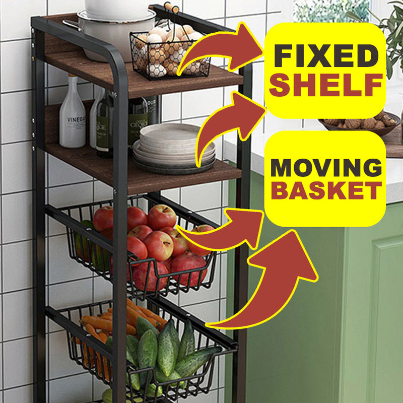 idrop 4 LAYER Multilayer Kitchen Storage Rack Shelf Drawer Basket