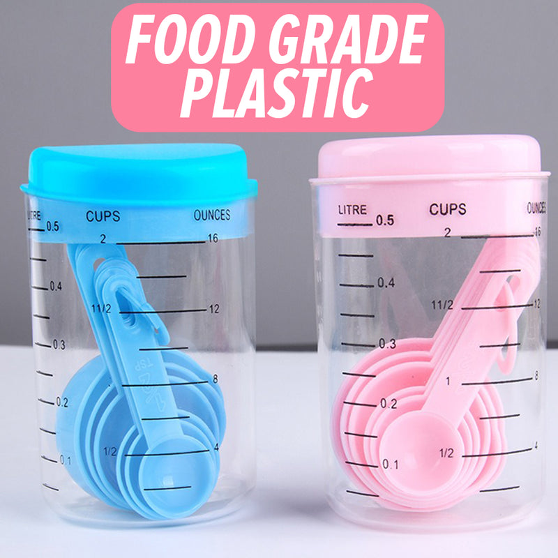 bangyoudaoo Adjustable Measuring Cup and Spoon Set Plastic