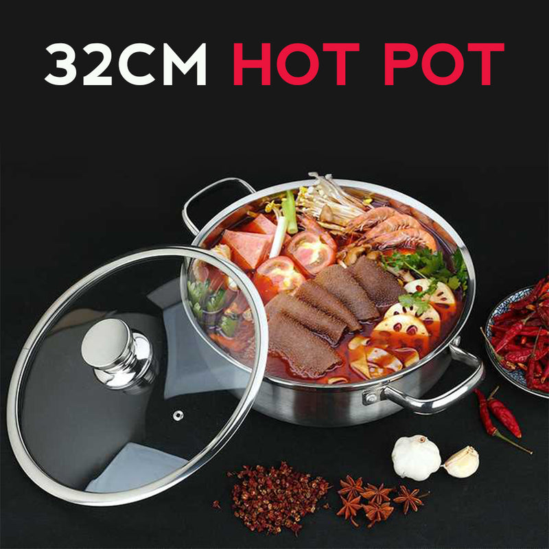 idrop 32CM Kitchen Cooking Hot Pot with Glass Lid