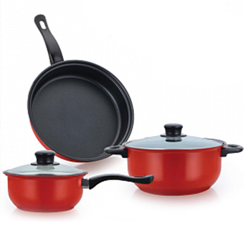 idrop 5PCS RED KITCHEN Cooking Pot Pan Set