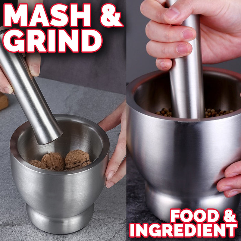 idrop 304 Stainless Steel Kitchen Food Ingredient Mortar Masher Bowl