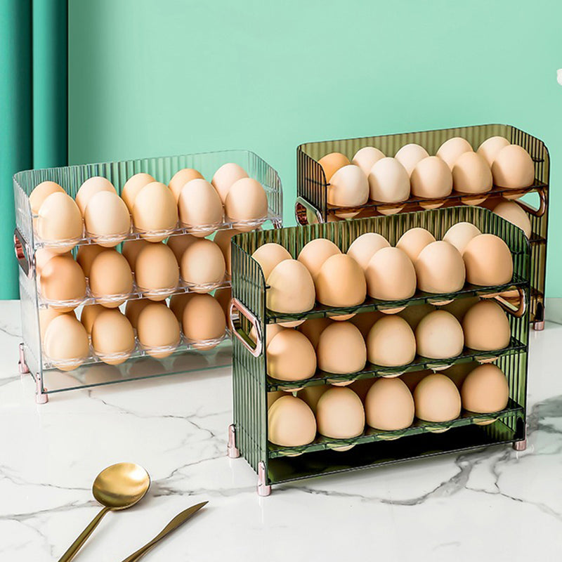 idrop [ 3 LAYER ] Partition Folding Egg Storage Box Container / Bekas Peyimpanan Telur Bertingkat / 隔板折叠式鸡蛋收纳盒(三层)