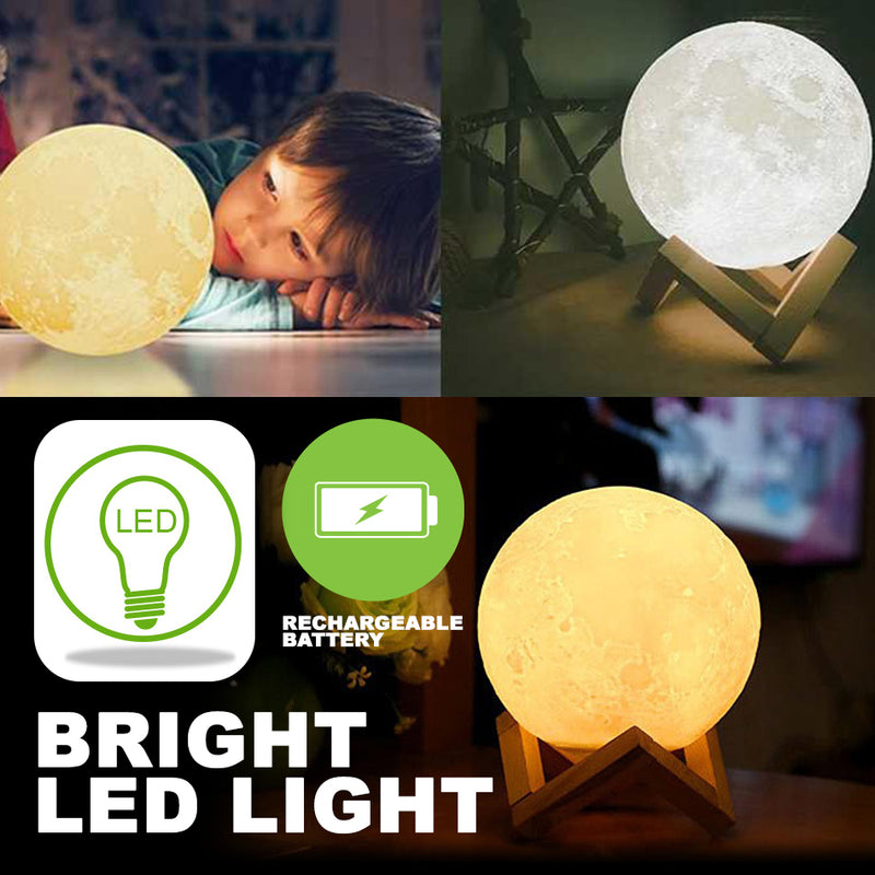 idrop 3D Moon Light LED Nightlight rechargeable and Touch Tap Feature [ 15cm ]