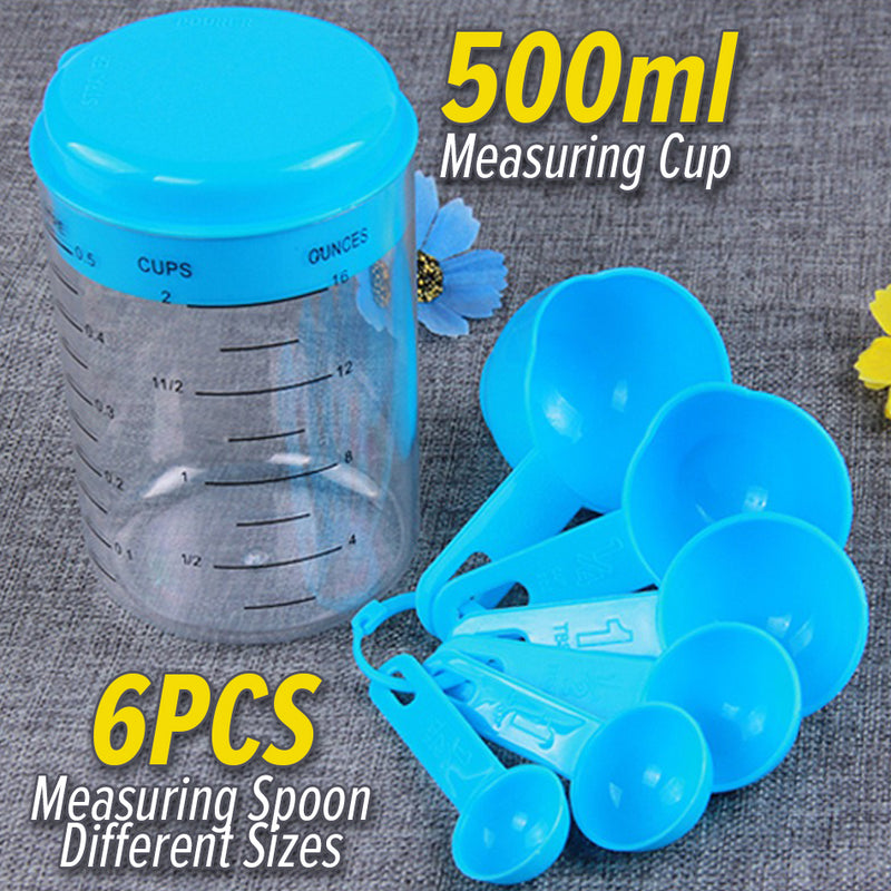 bangyoudaoo Adjustable Measuring Cup and Spoon Set Plastic