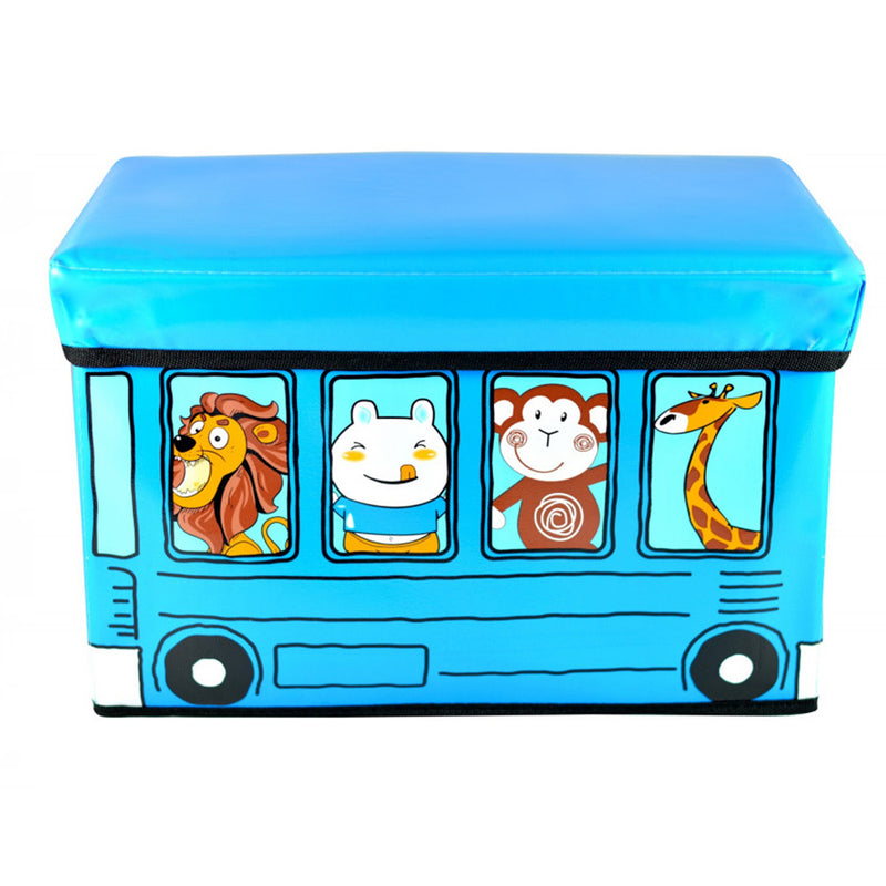 idrop FOLDING STORAGE STOOL -  Foldable Container Box Blue bus model