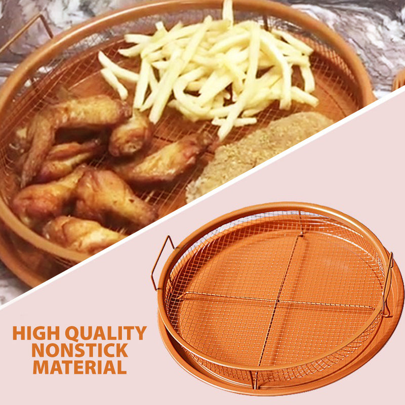 idrop [ 30CM ] Home Oven Air Fryer Rack Tray / Dulang Rak Goreng / 圆形炸物篮子带地盘套装(圆30CM)