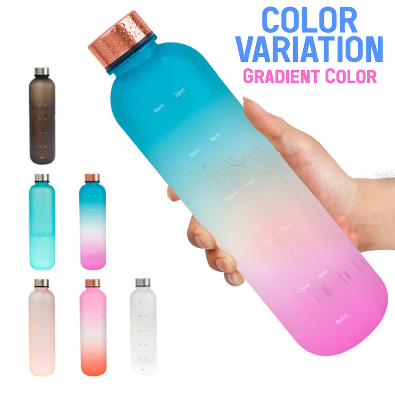 idrop [ 1000ml ]  Tritan Gradient Color Drinking Bottle Time Management / Botol Minuman Urus Masa / 新品渐变色时间刻度杯(塑料 水壶)1000ML