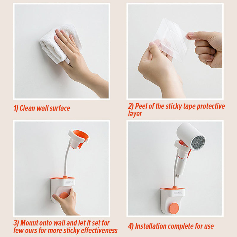 idrop Wall Mounted Hair Dryer Holder / Pemegang Pengering Rambut / (强力胶)吹风机架