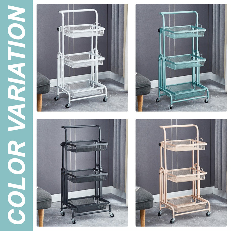 idrop [ 3 LAYER ] Multilayer Adjustable Angle Storage Trolley Rack Shelf [ 90°~180° ] / Rak Troli Pelbagai Sudut 3 Lapisan / 多功能三层可移动杂物架(三层 可落地手推车)