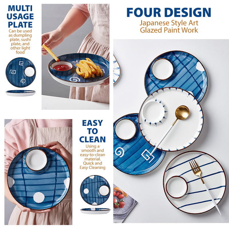 idrop Round Ceramic Dumpling & Snack Plate / Pinggan Seramik Bulat Penghidang Makanan / 陶瓷碟 青瑶9^陶瓷圆饺子盘22.3CM