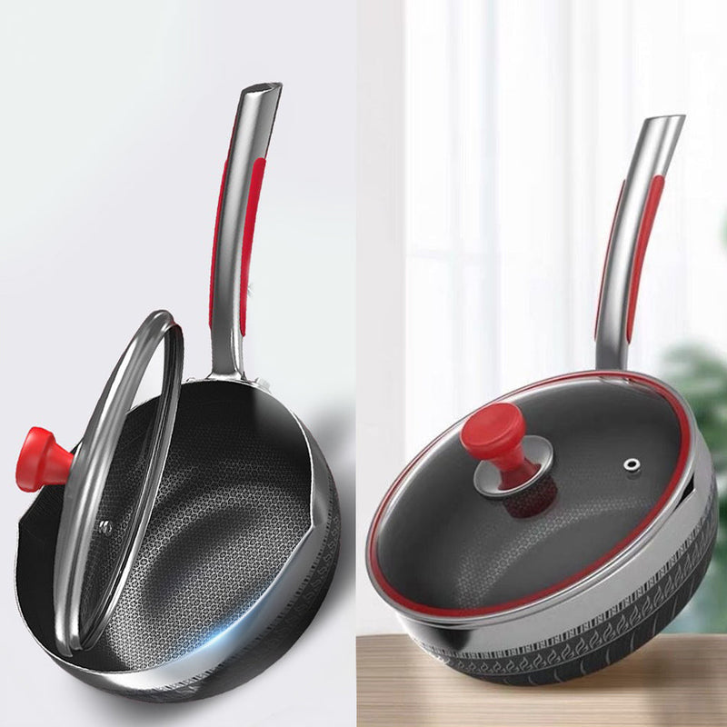 idrop [ 30CM ] Double Sided Honeycomb Stainless Steel Single Handle Wok SUS316 Petty Pot / Periuk Masak Keluli Tahan Karat / 双面蜂窝不锈钢单柄炒锅 SUS316