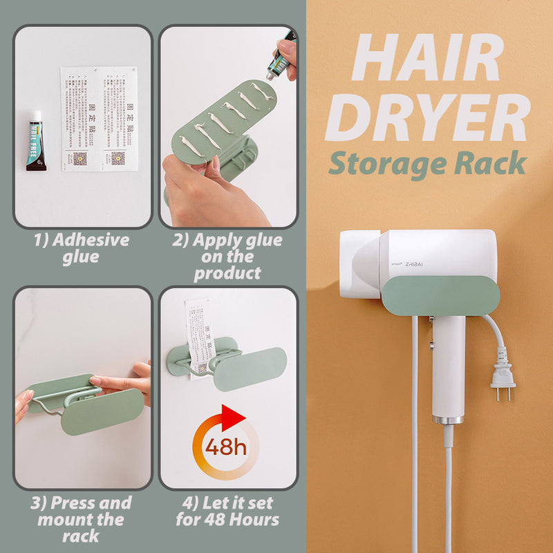 idrop Wall Mounted Hair Dryer Storage Rack Shelf / Rak Penyimpanan Pengering Rambut / 铁艺吹风机架