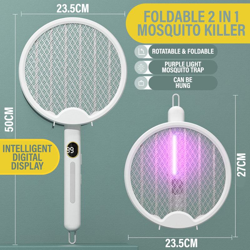 idrop Rechargeable Foldable Mosquito Swatter Zapper Killer / Raket Pemukul Nyamuk Elektrik / 可充电折叠式锂电池灭蚊拍(二合一自动灭蚊拍)