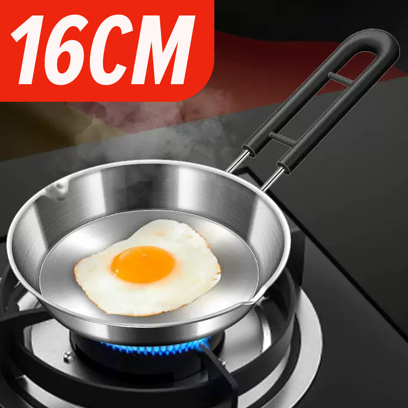 idrop [ 16CM ] Mini Frying Pan 304 Stainless Steel Bakelite Handle / Periuk Masak Kecil Keluli Tahan Karat / 304不锈钢迷你煎盘(电木柄)16CM